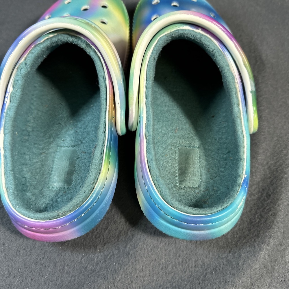 Crocs Classic Lined Clog M4 W6 Rainbow Ombre Fuzzy Cozy Slip On Shoes Multicolor - Picture 8 of 16
